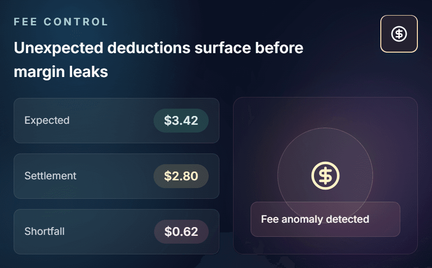 Fee intelligence screenshot